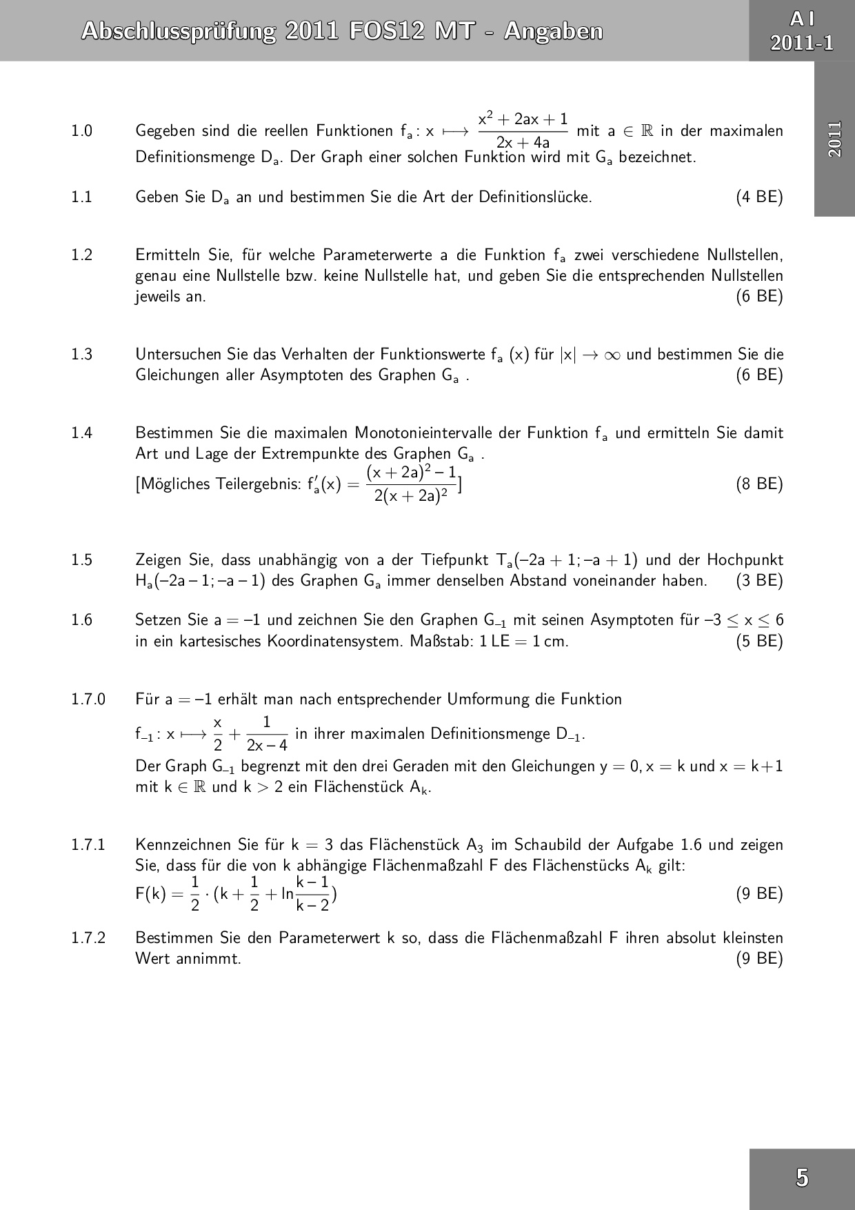Mathe Abi 2018 Bayern Lösungen Abiturprüfung Mathematik Technik FOS / BOS 12. Klasse in Bayern - 2018
