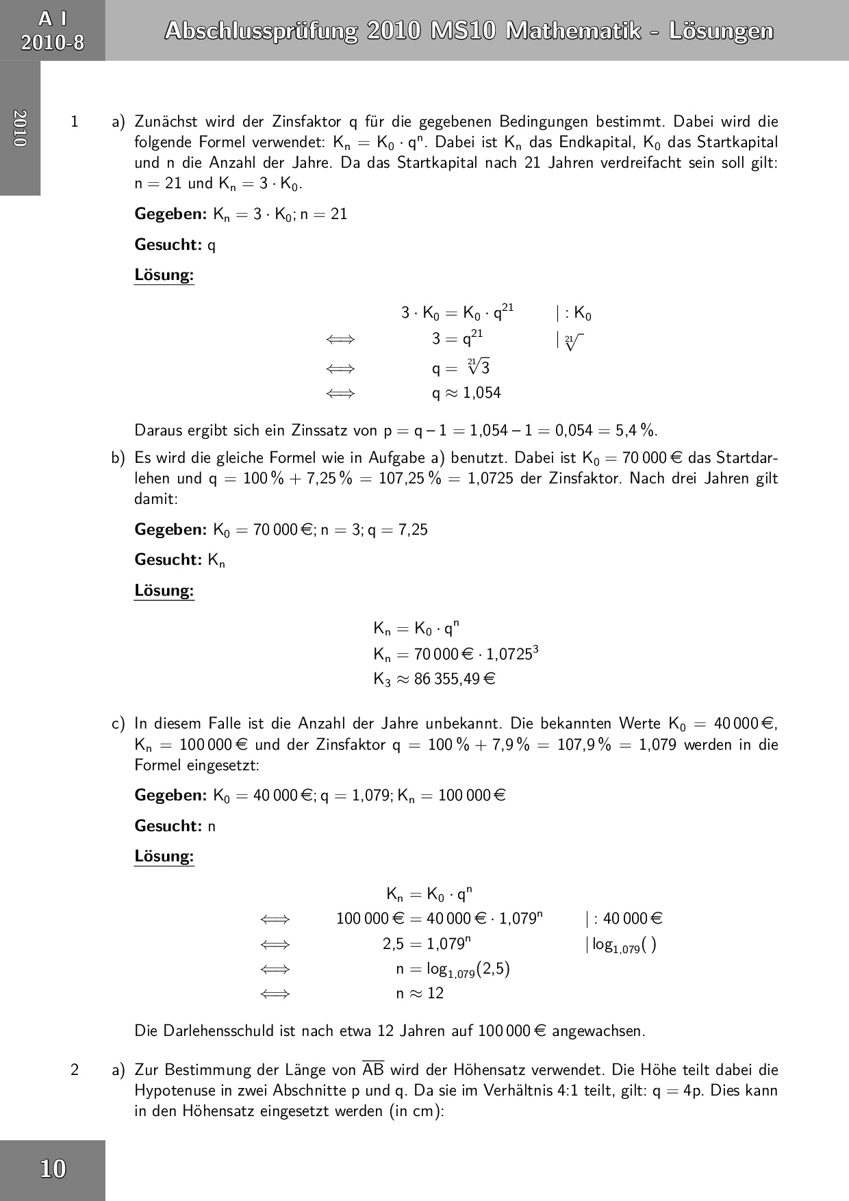 Mathe Abi 2018 Bayern Lösungen Abschlussprüfung Mathematik M10 Mittelschule in Bayern 2018